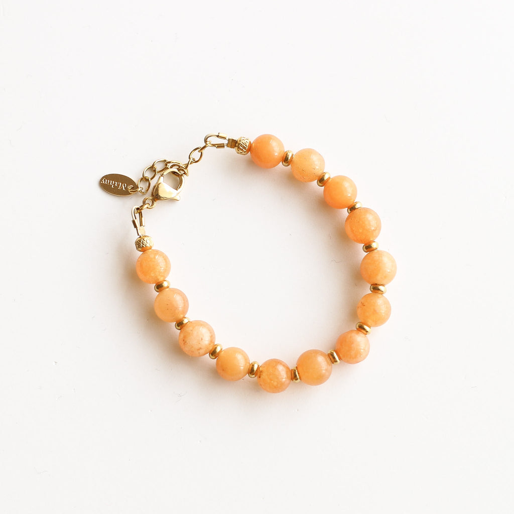 bracelet acier doré orange pierre
