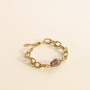 Bracelet Chaîne épaisse Quartz Fumé assemblé à la main à Paris 