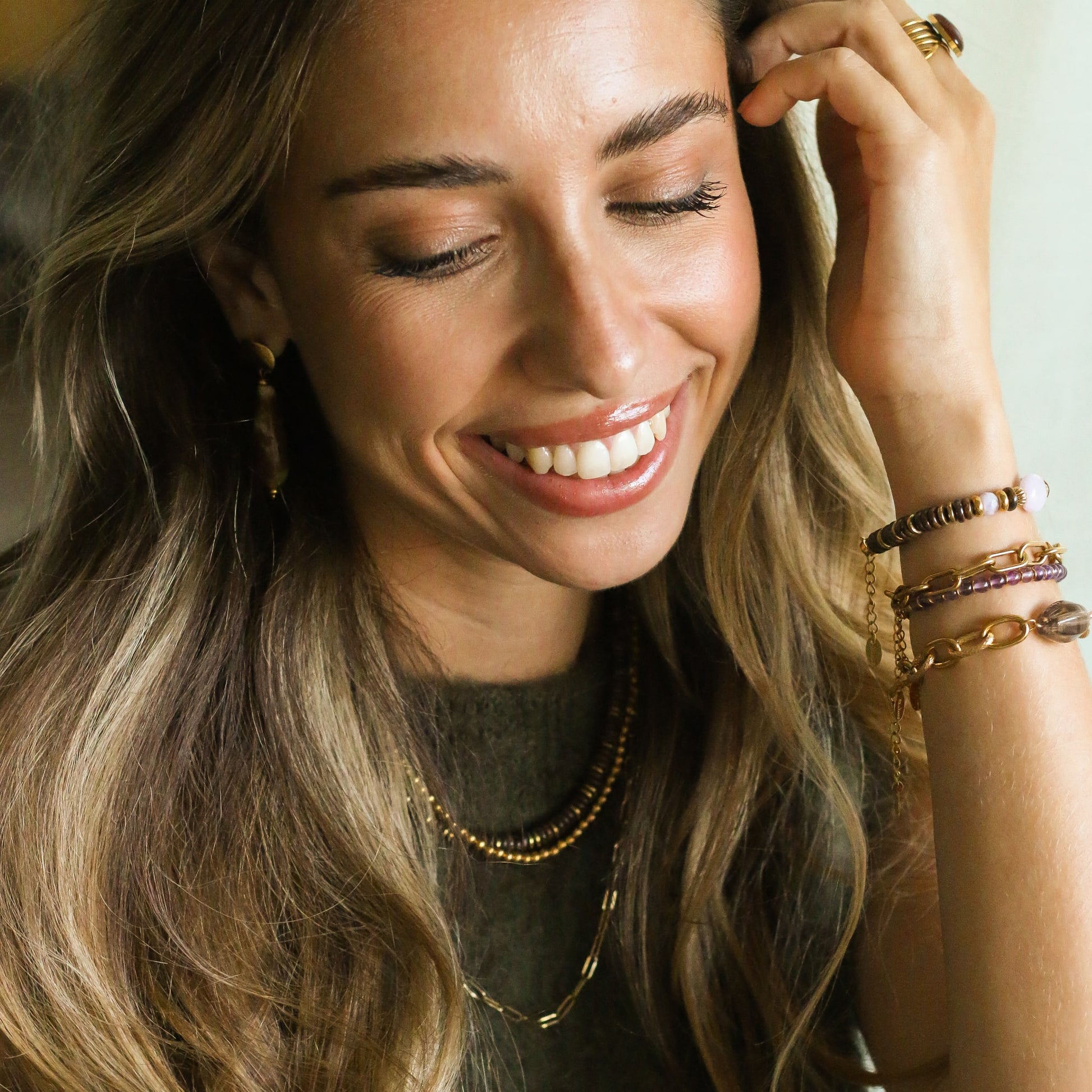 Bracelet Chaîne épaisse Quartz Fumé le cadeau pour la fête des mères 