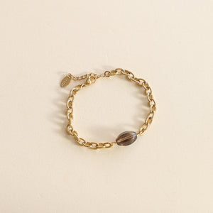 Bracelet Chaîne torsadé en acier inoxydable et Quartz Fumé 