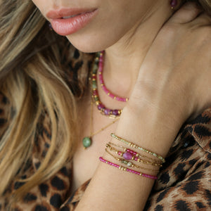 Bracelet en perles de Rubellite rose le cadeau pour maman