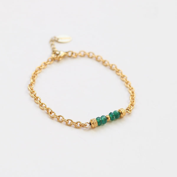 bracelet scintillant dore agate verte femme
