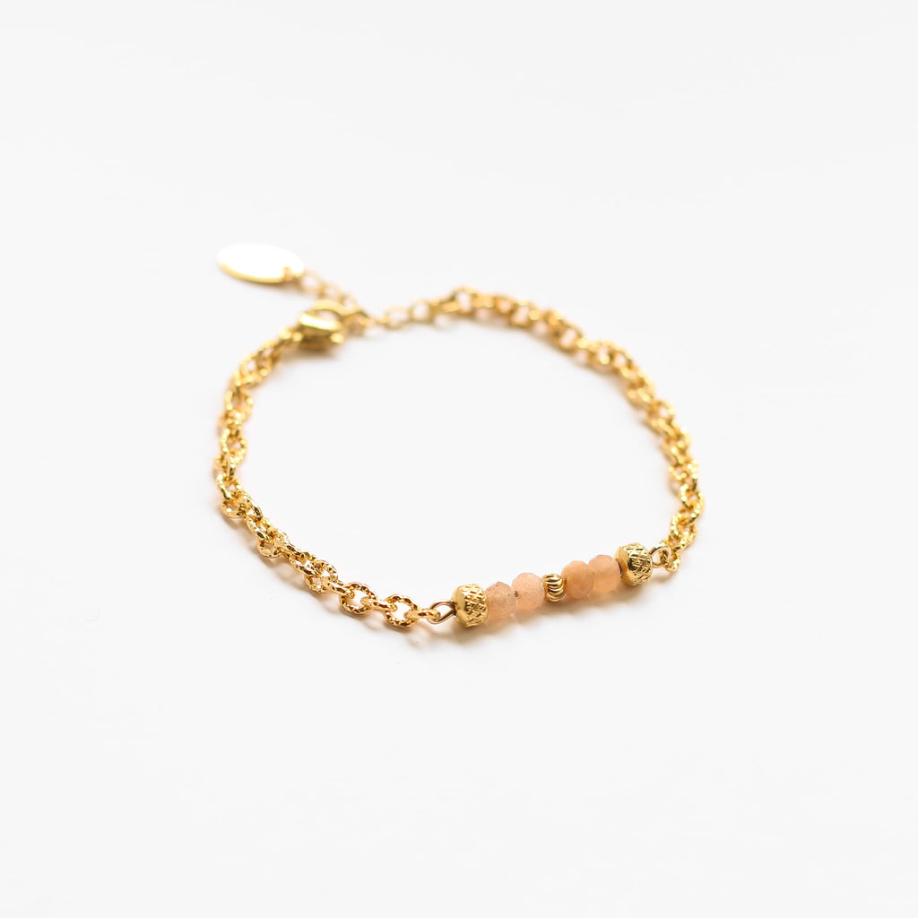 bracelet scintillant dore pierre soleil artisan