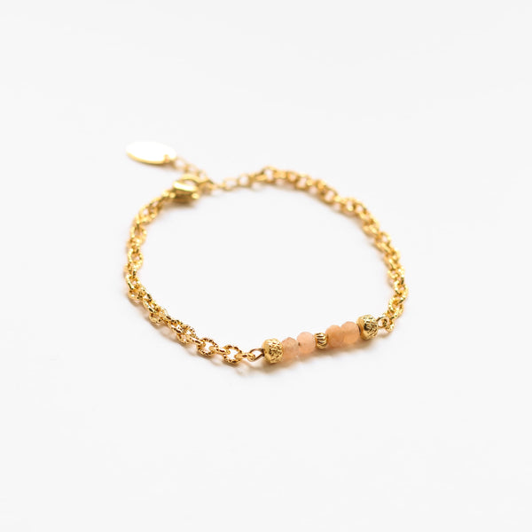 bracelet scintillant dore pierre soleil artisan