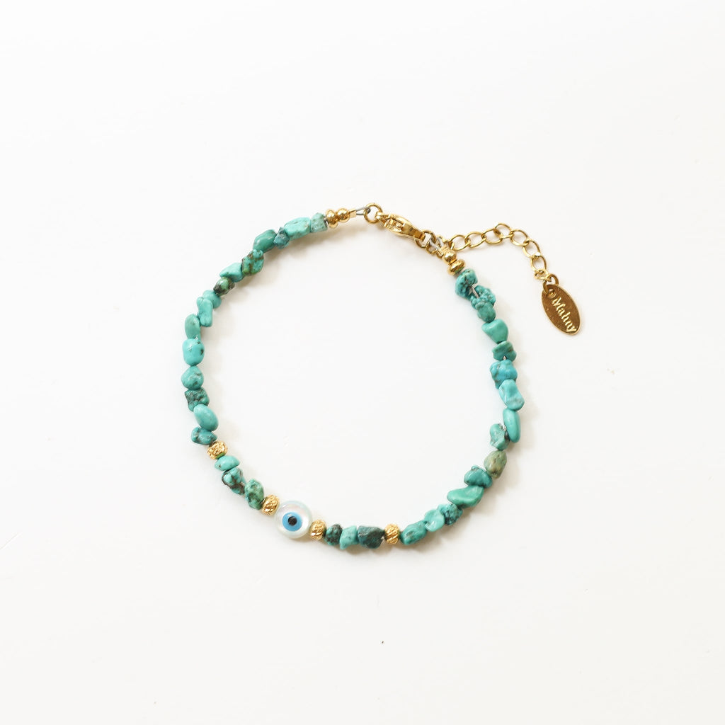 bracelet œil protecteur turquoise nacre pierre