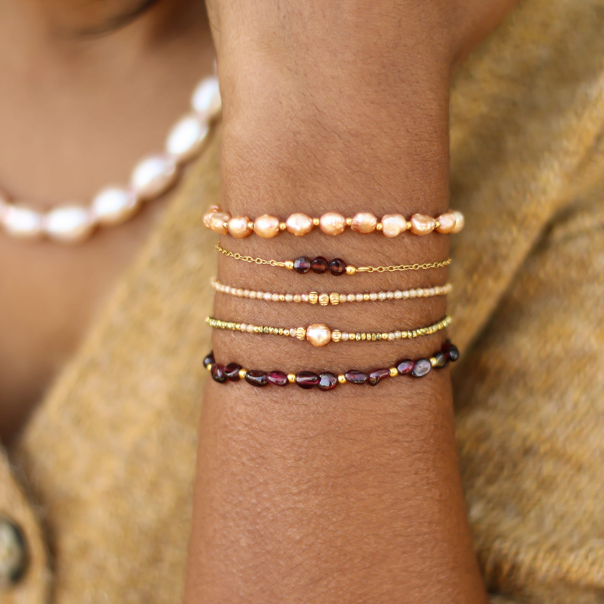 Bracelet Grenat 3 perles