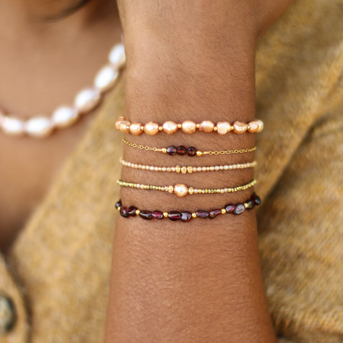 Bracelet Grenat 3 perles