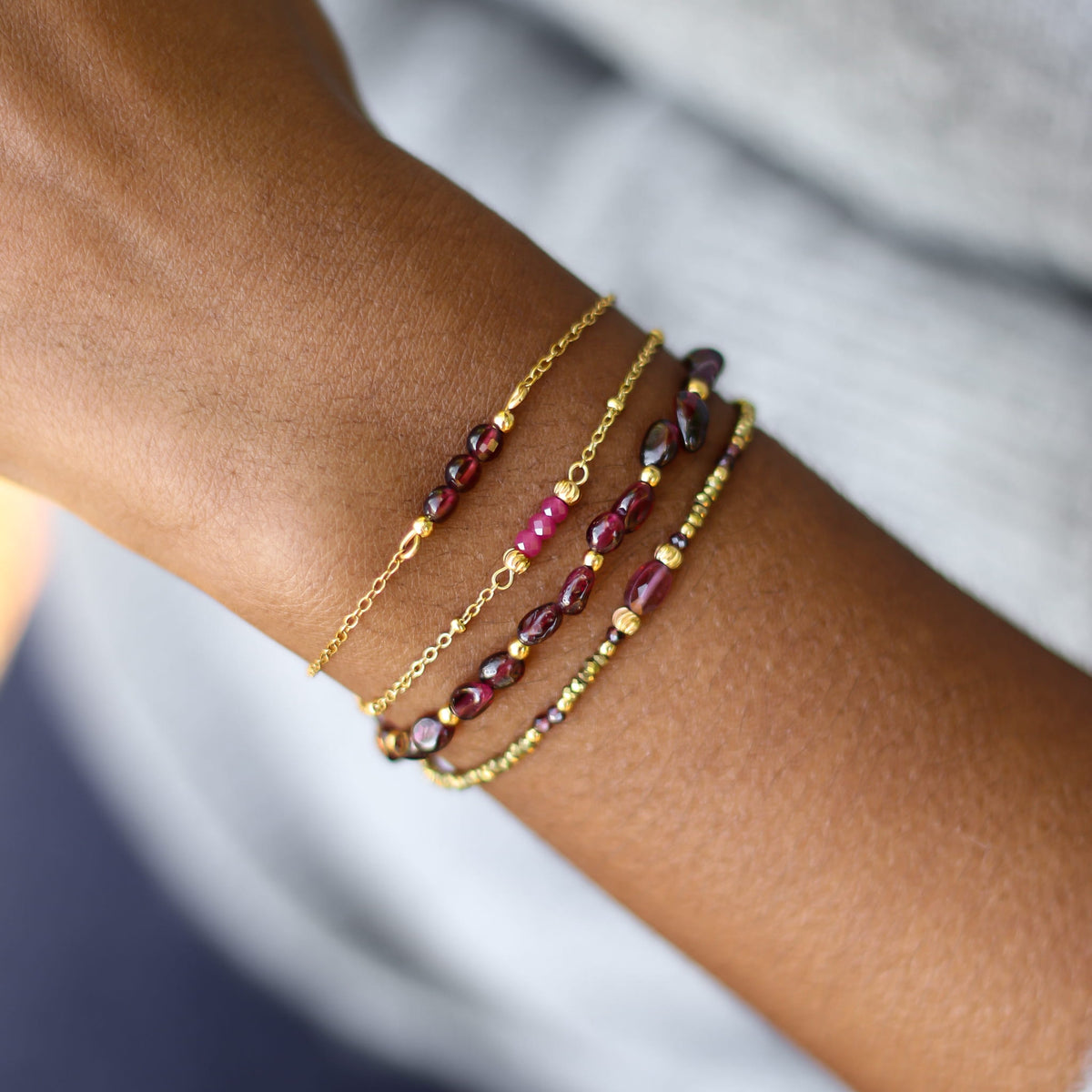 Bracelet Grenat 3 perles