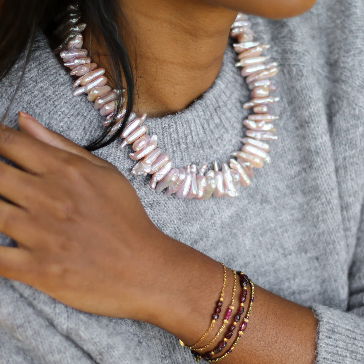 Bracelet Grenat 3 perles
