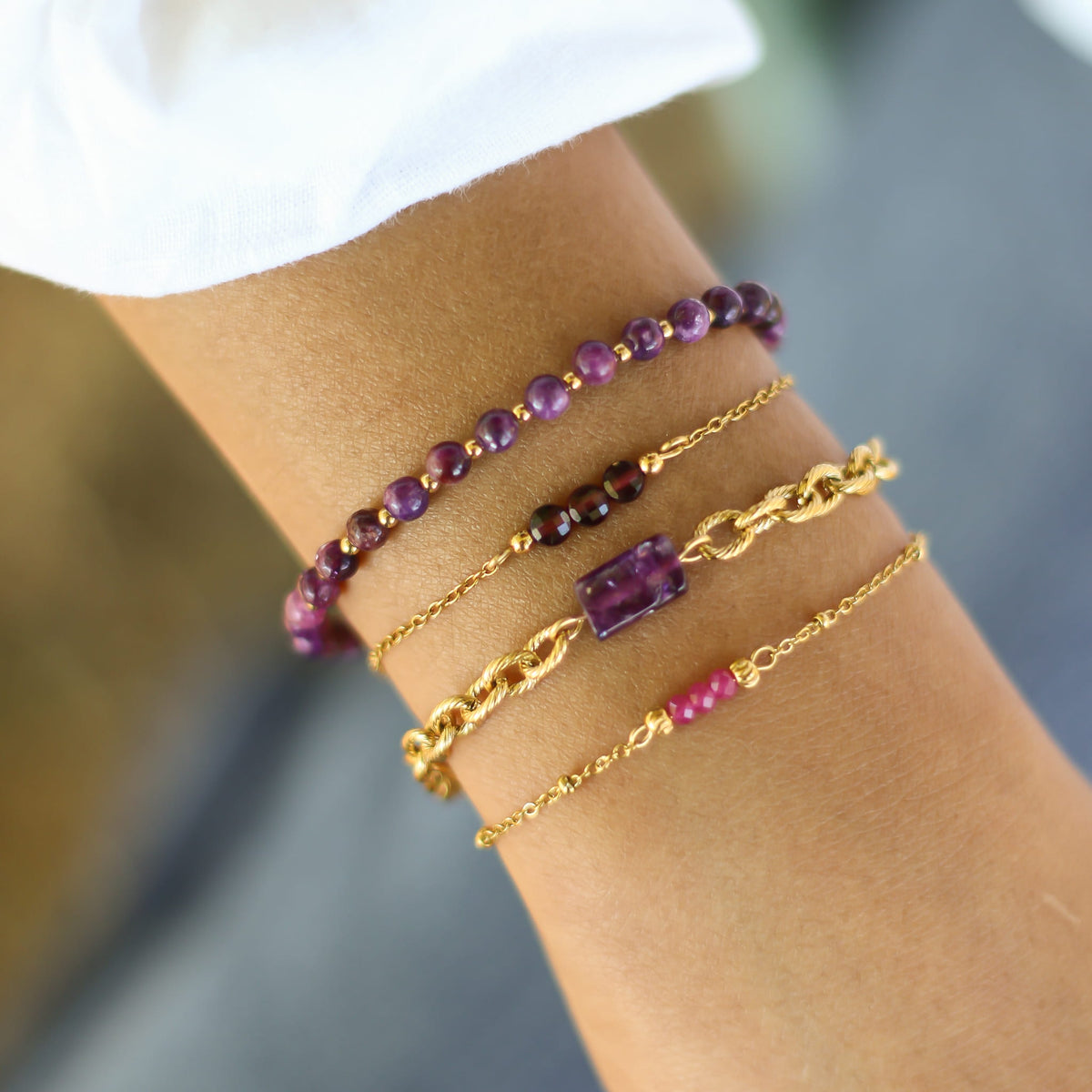 Bracelet Lépidolite perlé