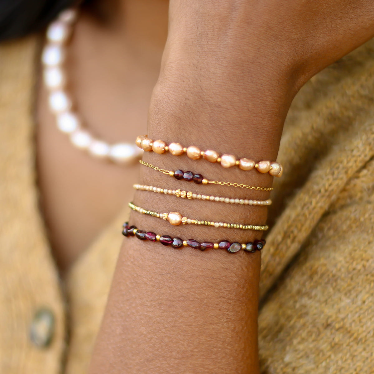 Bracelet Grenat perlé
