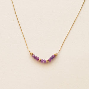 collier en acier inoxydable et en perles d'Agate fuchsia