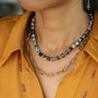 collier unique en Agate noire et feu
