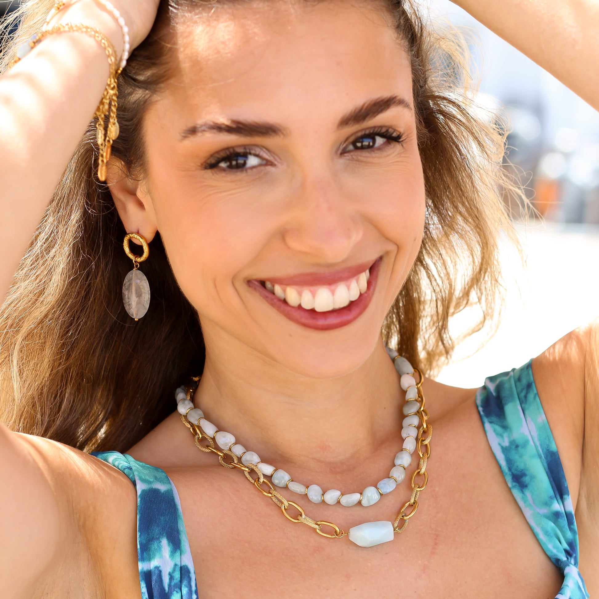 Collier Aigue Marine pierre