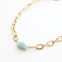 Collier en aigue-marine sur chaîne acier inoxydable.
