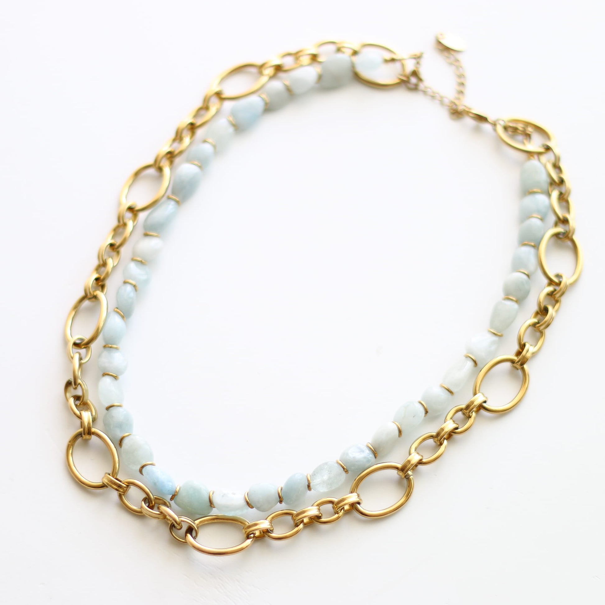 Collier en aigue-marine, hypoallergénique.
