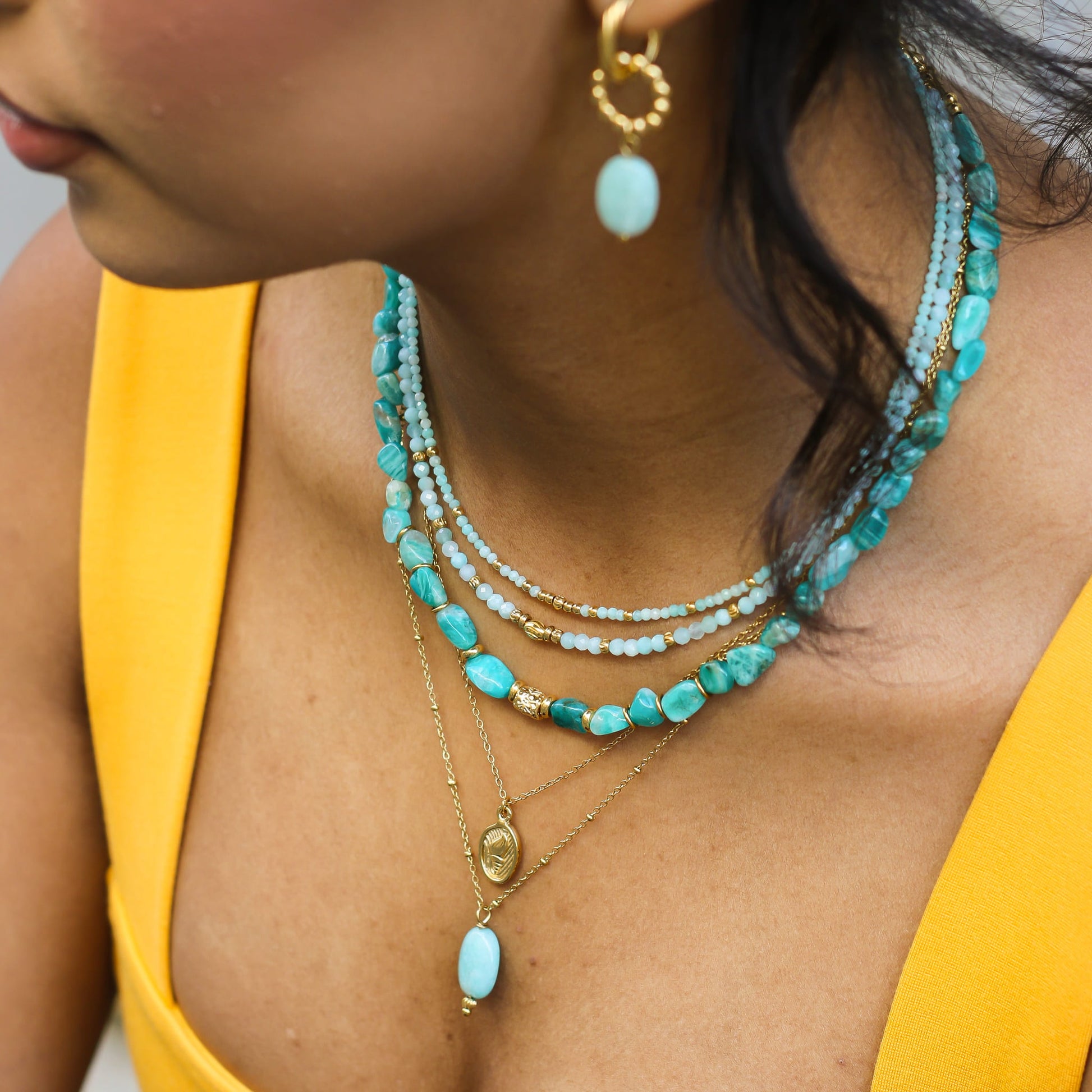 Collier en amazonite, bijou femme.