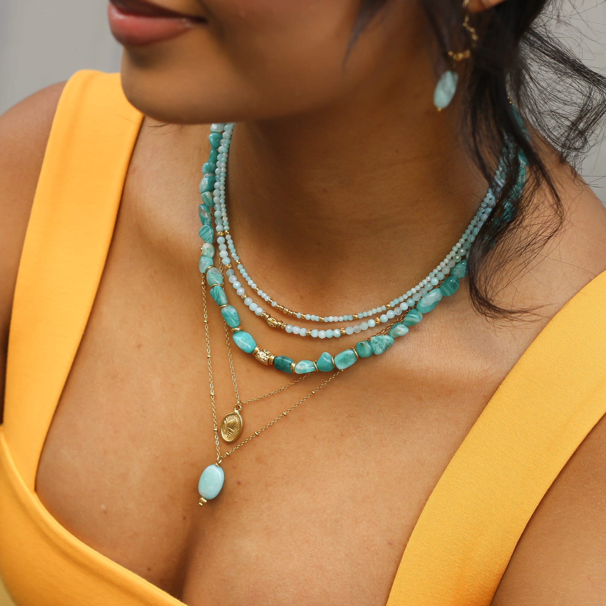 Collier en amazonite, bijou femme.