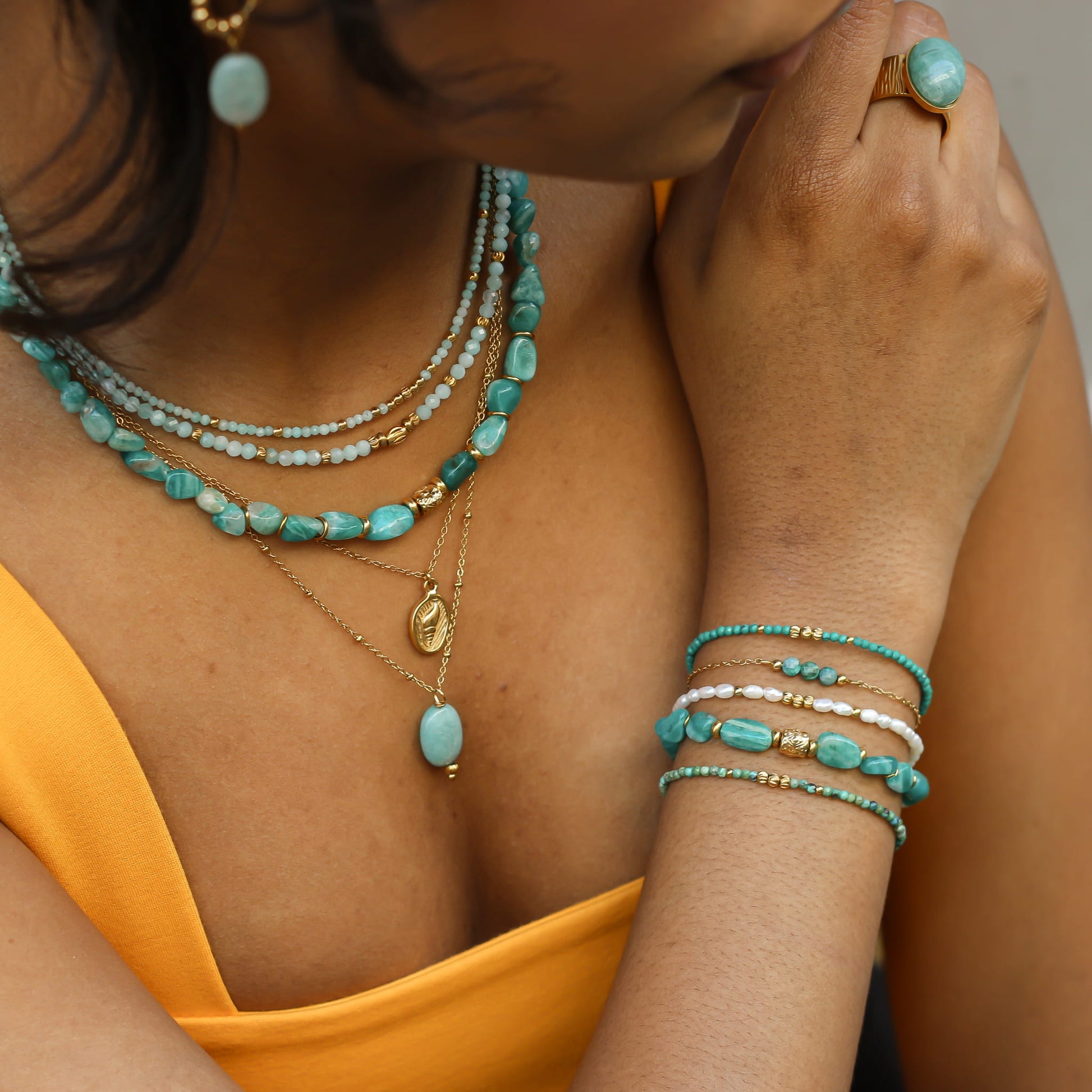 Collier en amazonite, hypoallergénique.