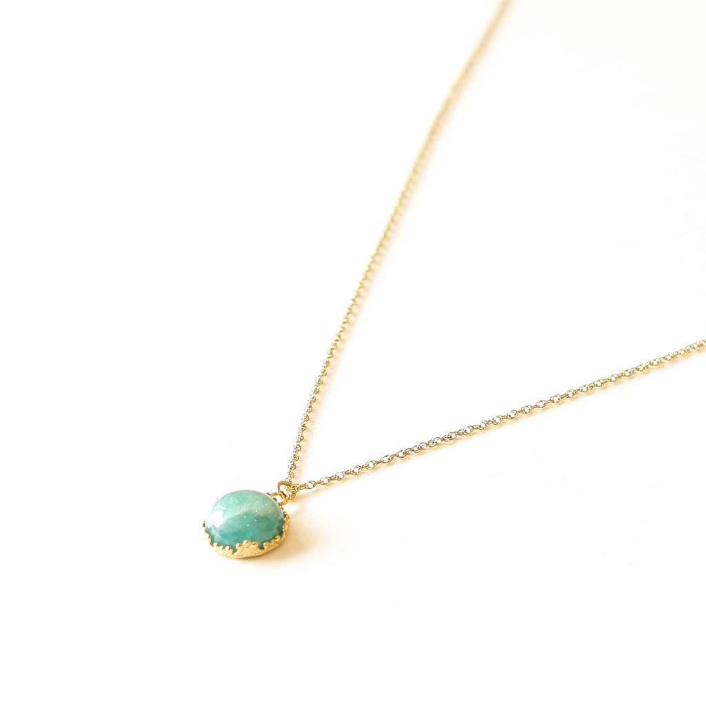 collier amazonite pendentif acier bleu bijou