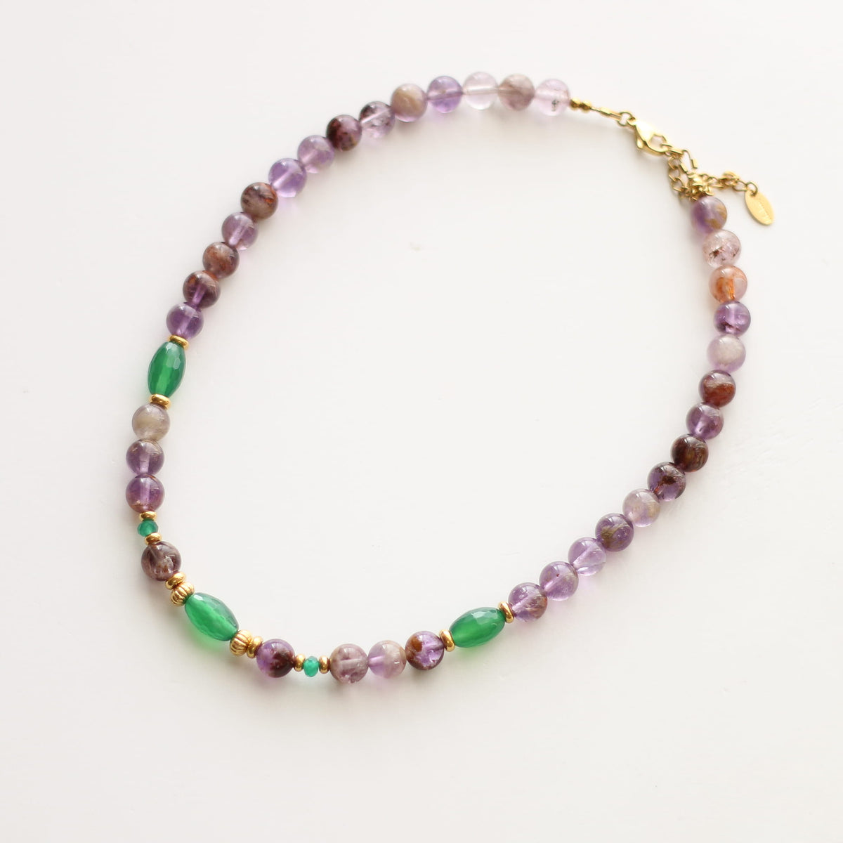Collier Améthyste et Agate verte
