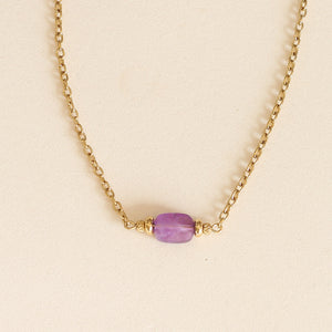 collier à chaine épaisse et pendentif en Améthyste violette