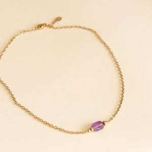 le collier parfait pour un cadeau d'anniversaire, chaine dorée et Améthyste violette 