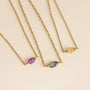 collier à chaine épaisse en acier inoxydable et pierre naturelle d'Améthyste violette