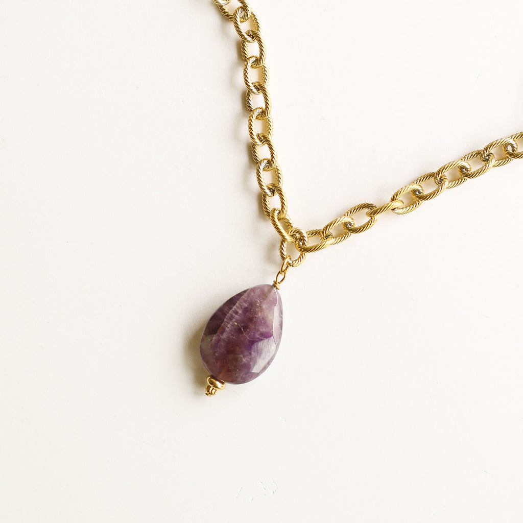 collier bijou améthyste violet fait main