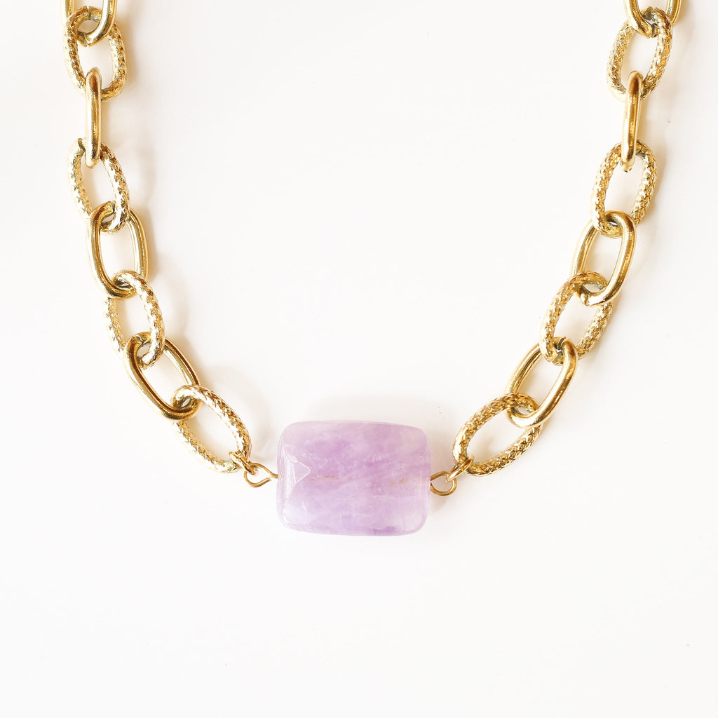 collier chaine améthyste lavande lilas pierre