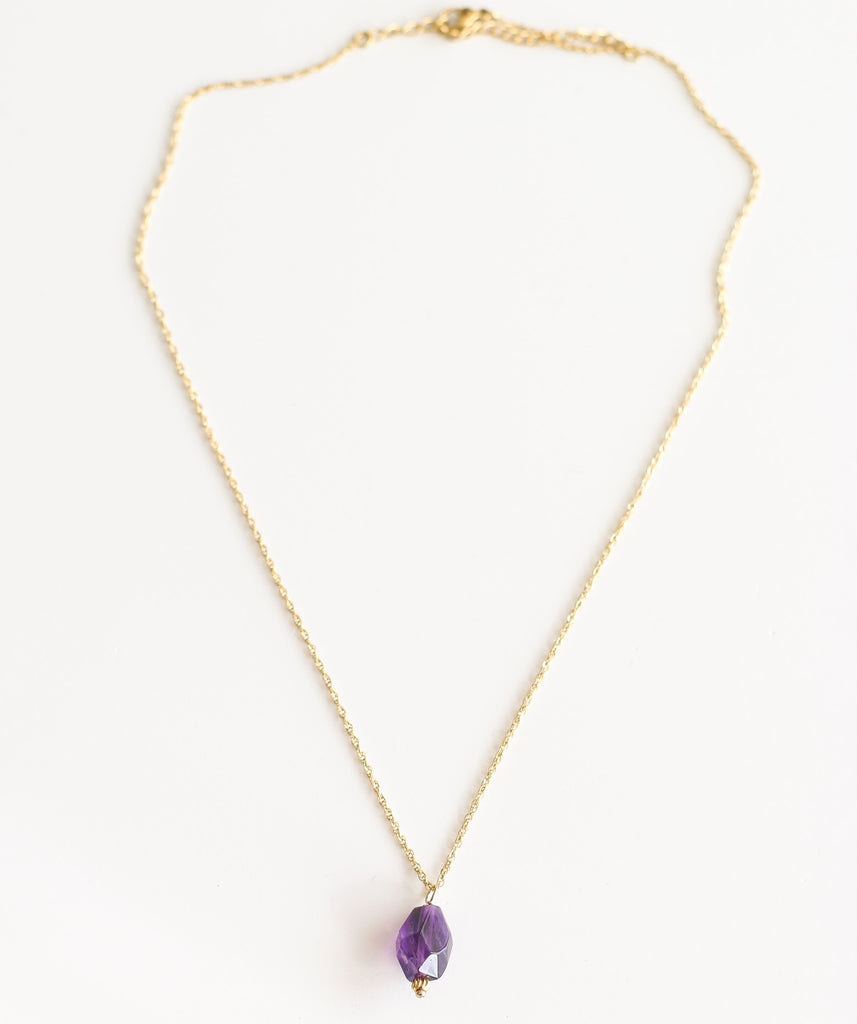 collier améthyste violet chaine cadeau tendance