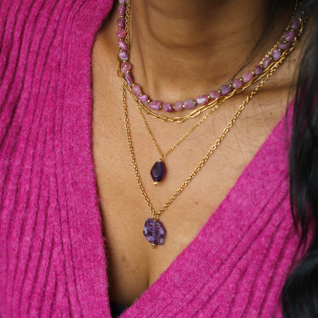 collier améthyste violet chaine idée originale