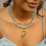 Collier en aragonite bleue, pierre naturelle fine.