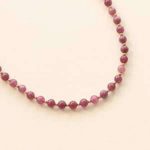 collier aux teintes roses en Aragonite cranberry teintée