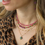 collier en Aragonite framboise et Grenat vert perlé à porter en accumulation 