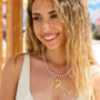Collier en aragonite parme, pierre naturelle fine.