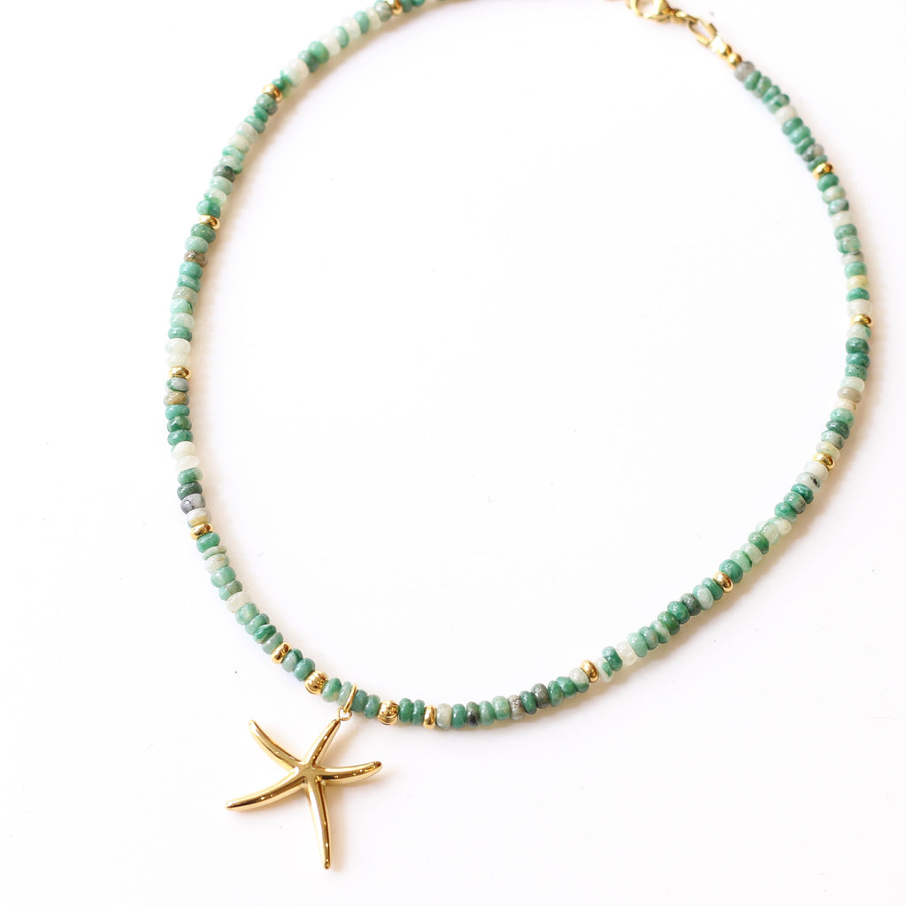 collier aventurine étoile mer vert bijou