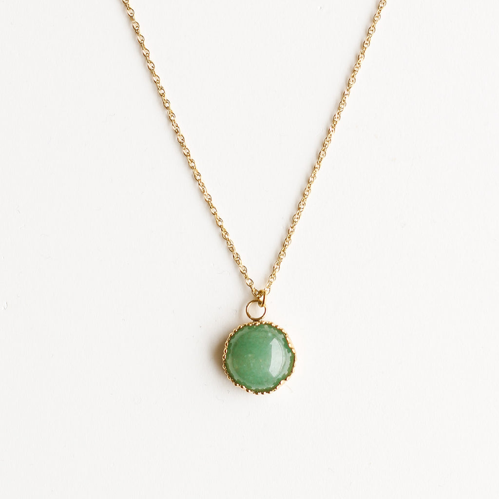 collier aventurine verte pierre chaine acier