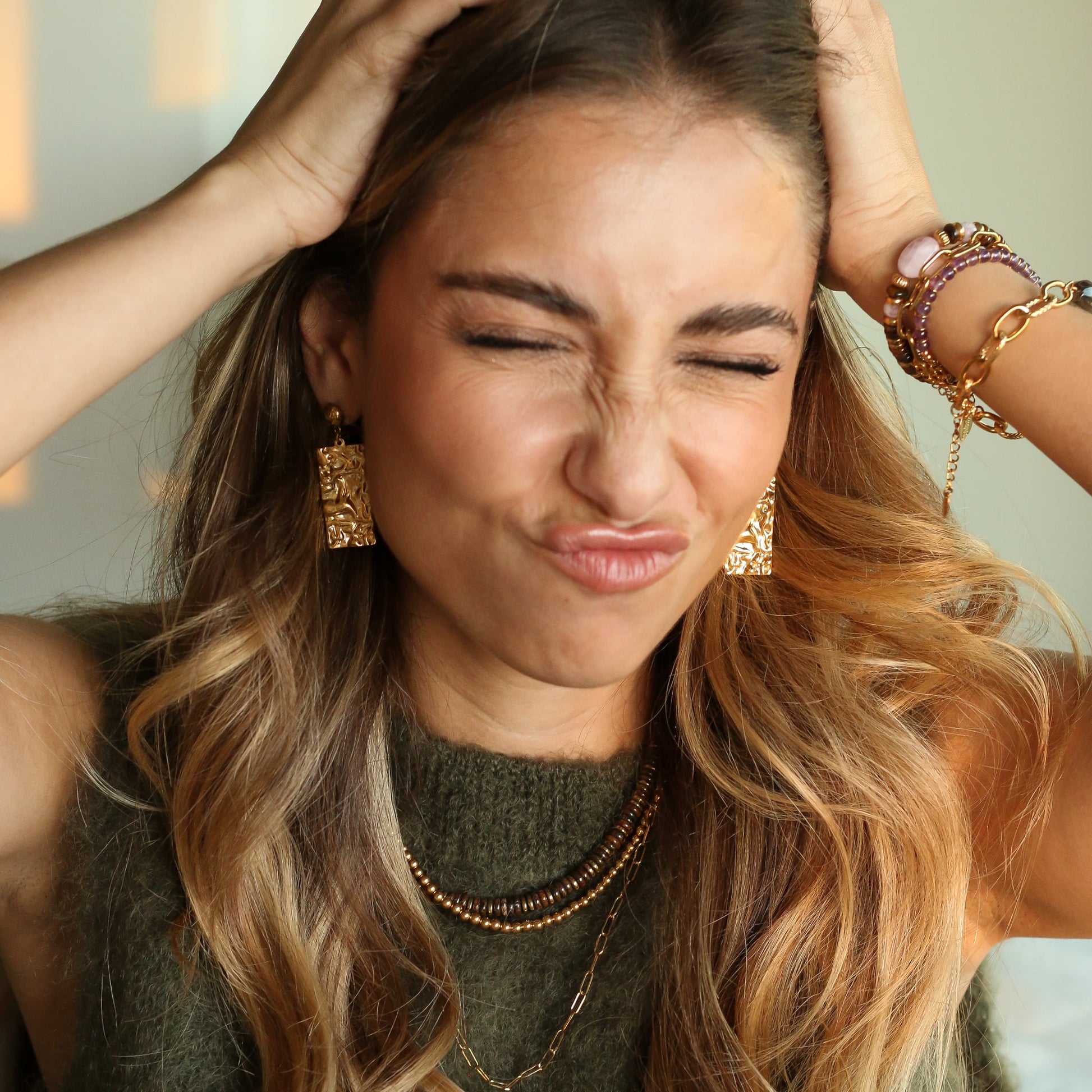 Collier perlé en Bronzite, pierre de la protection et de la confiance