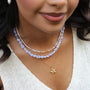 Collier en calcédoine bleue, pierre naturelle fine.