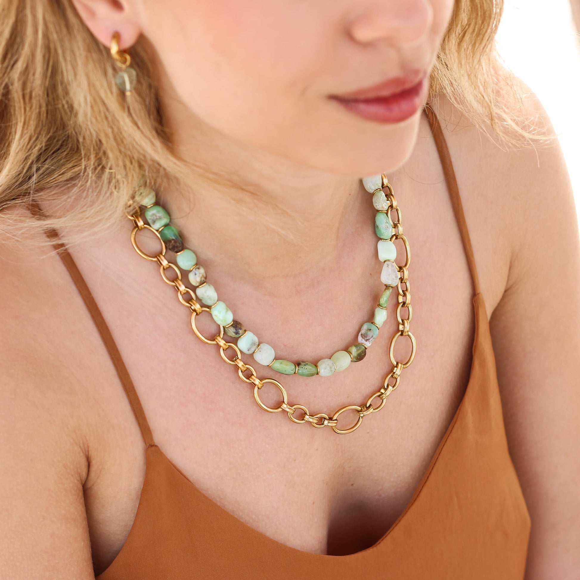 Collier Chrysoprase pierre