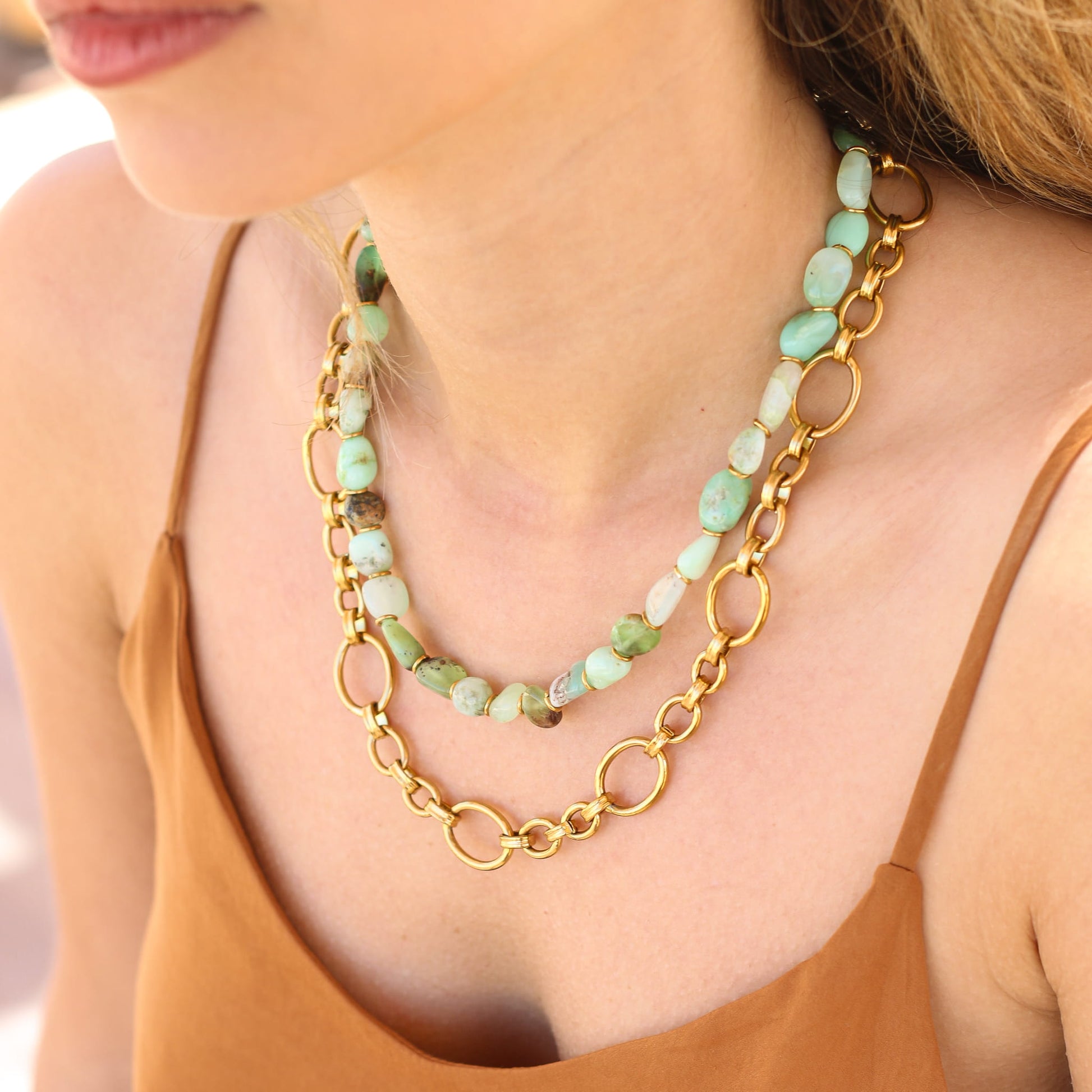 Collier Chrysoprase pierre