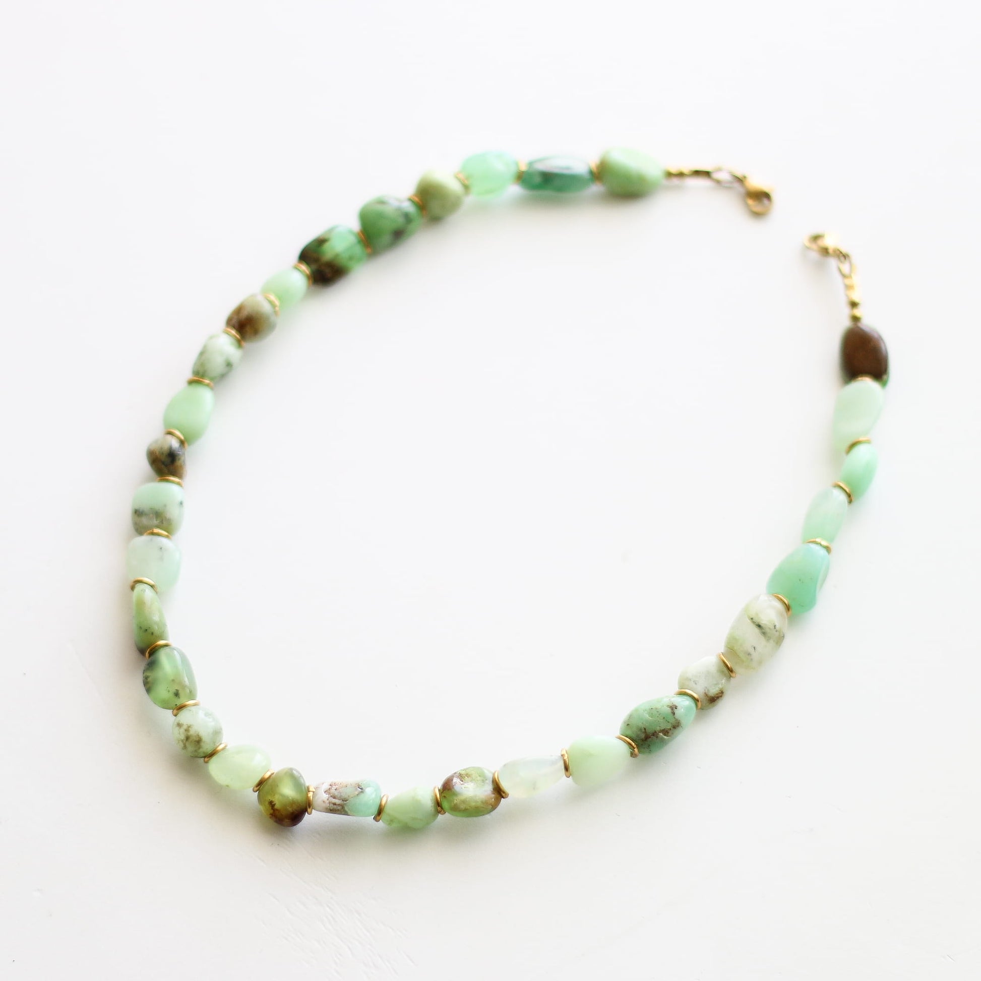 Collier en chrysoprase, bijou femme.