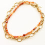 Collier chaîne Cornaline modulable, détail des pierres, création Mahny bijoux pierres semi-précieuses.