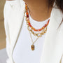 Collier Œil de Tigre chaîne striée, vue à plat, Mahny pierres assemblées main, Paris.