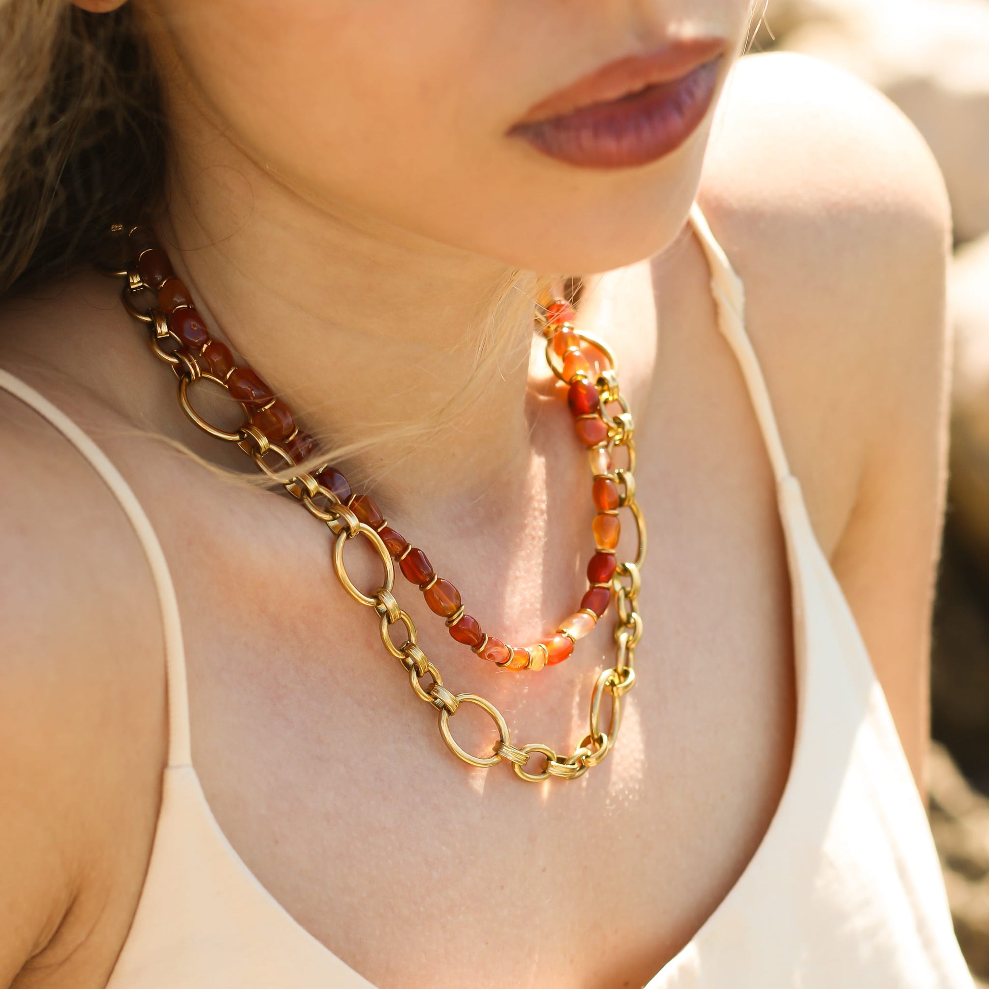 Collier Cornaline pierre