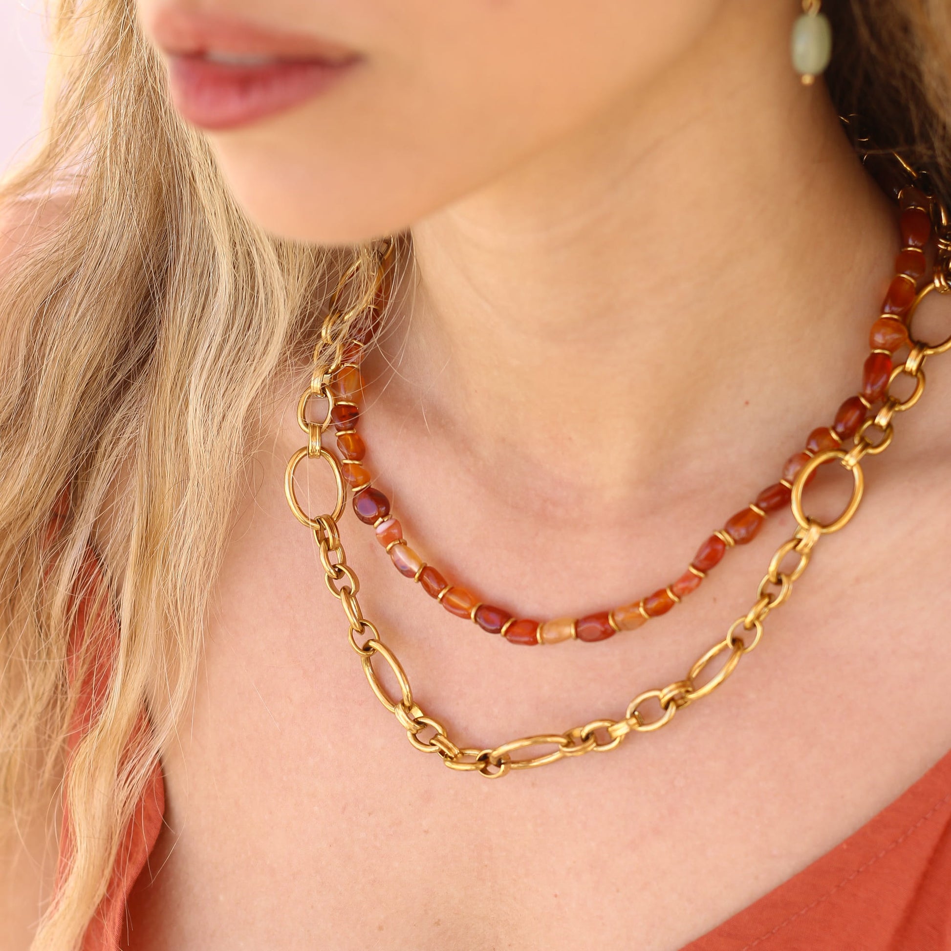 Collier Cornaline pierre