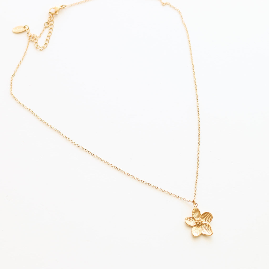 collier long fleur tiaré acier femme