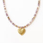 collier fluorite cœur pierre violet créatrice