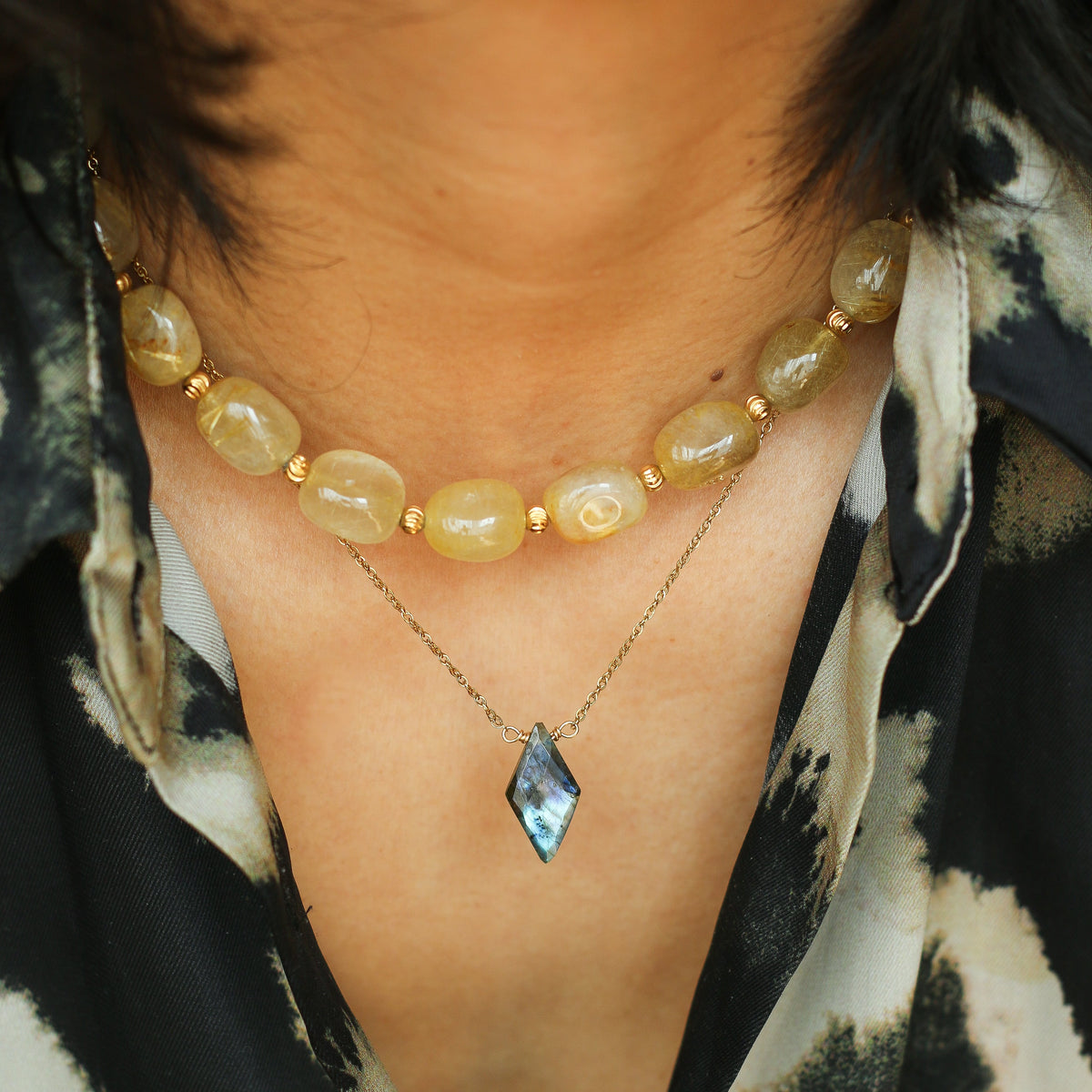 Collier Galets Quartz Rutile